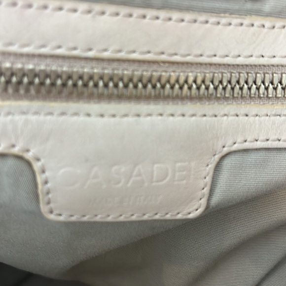 Casadei Cream & Gold Tone Purse with Striped Handle & Gold Tone Hardware - Picture 11 of 17